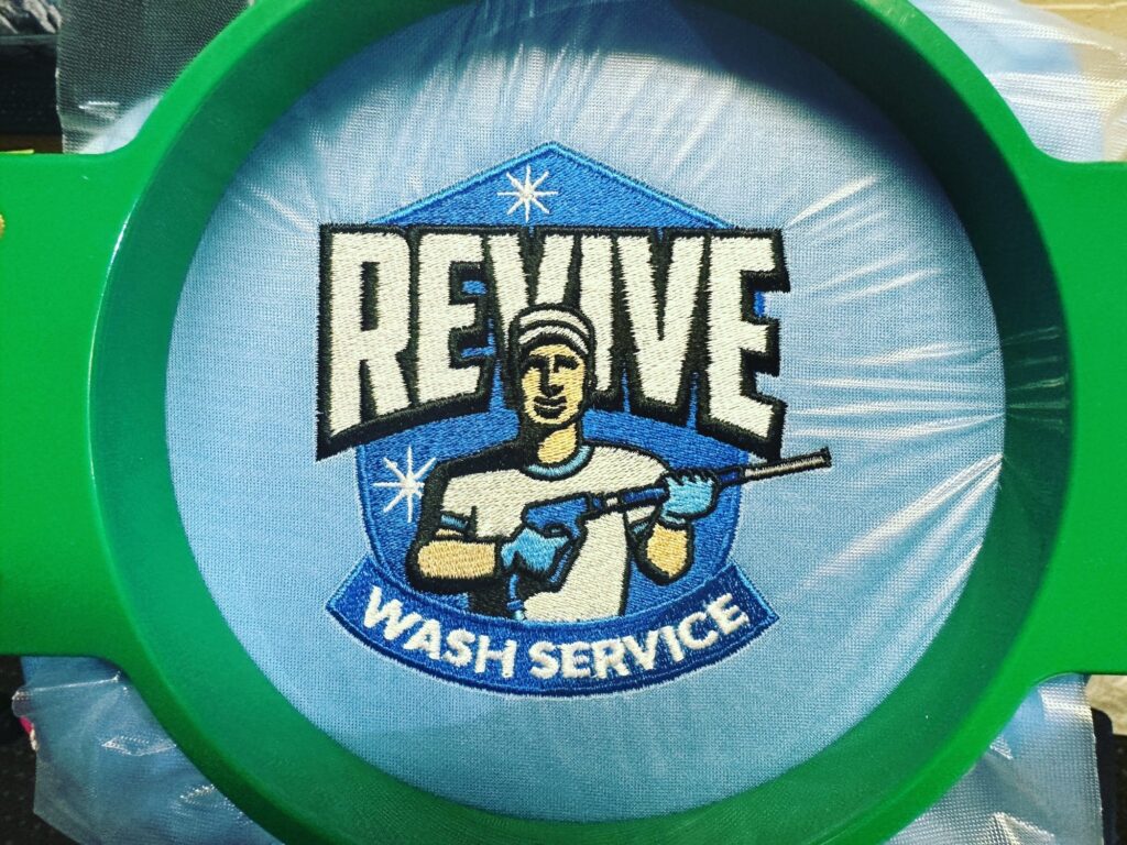 Custom embroidered logo for a window cleaning company in Nampa