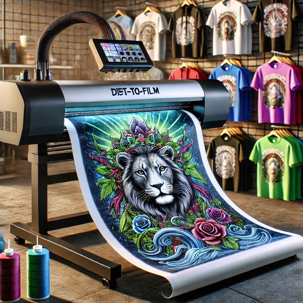 AI image of a large format printer printing a bright colorful design