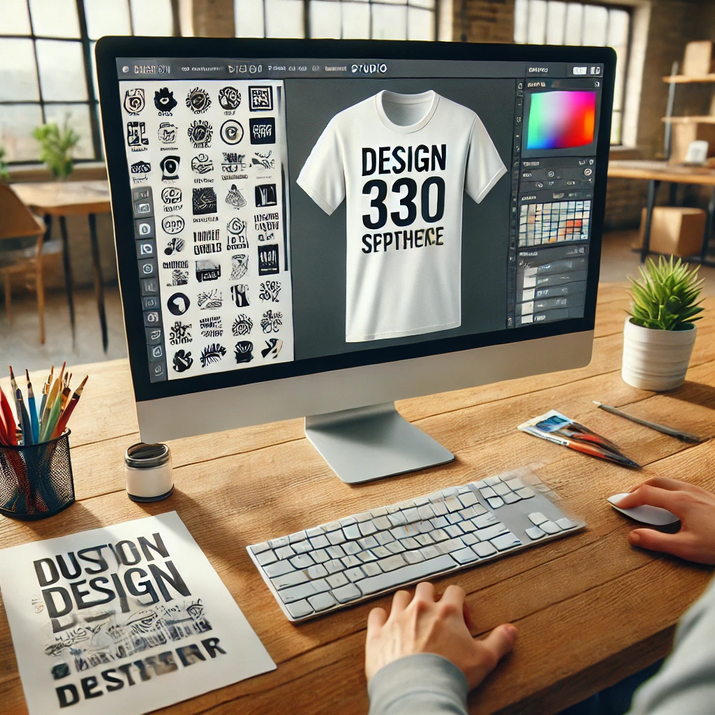 AI image of a person editing personalized t-shirt design ideas