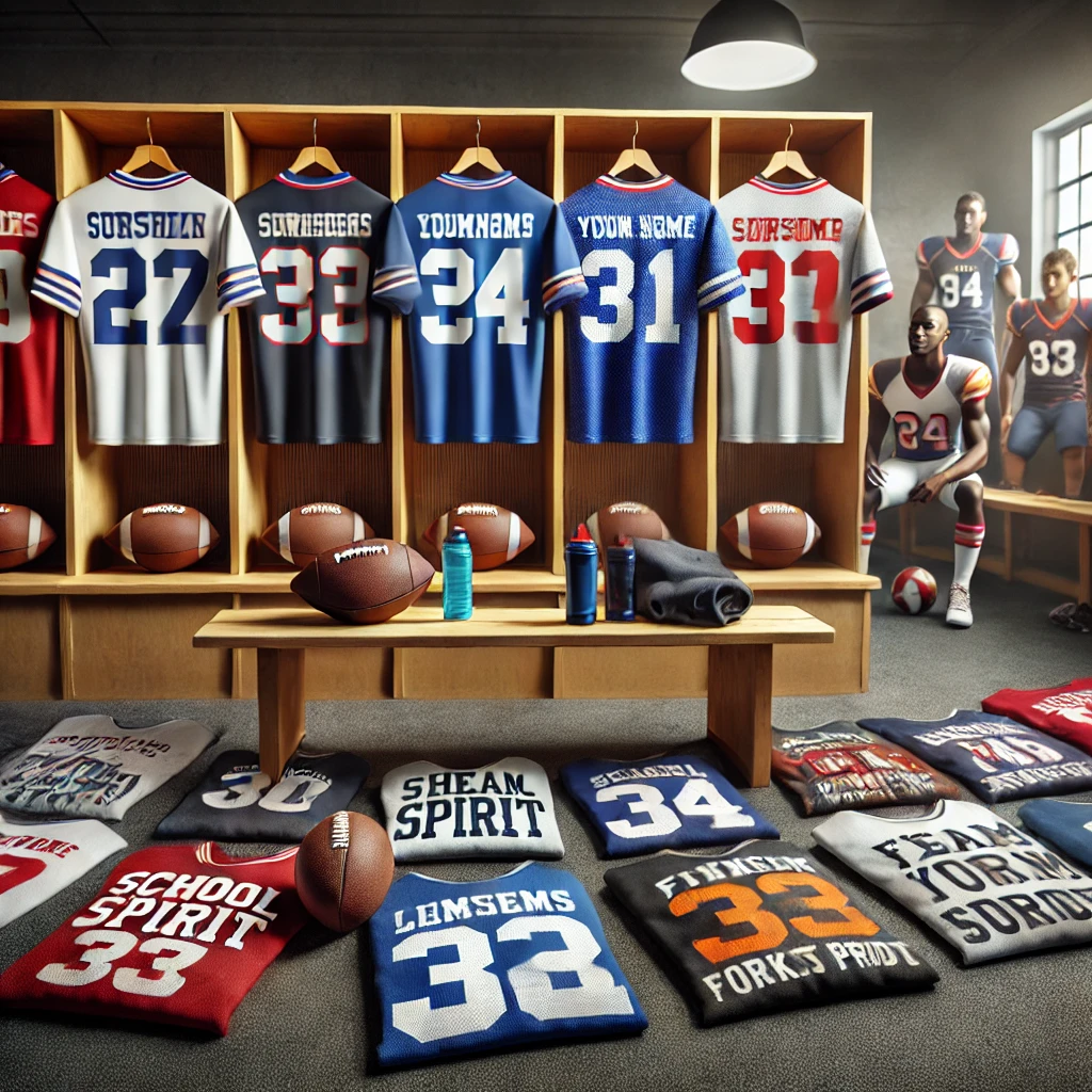 AI image of a sports and athletic gift shop carrying personalized t-shirts